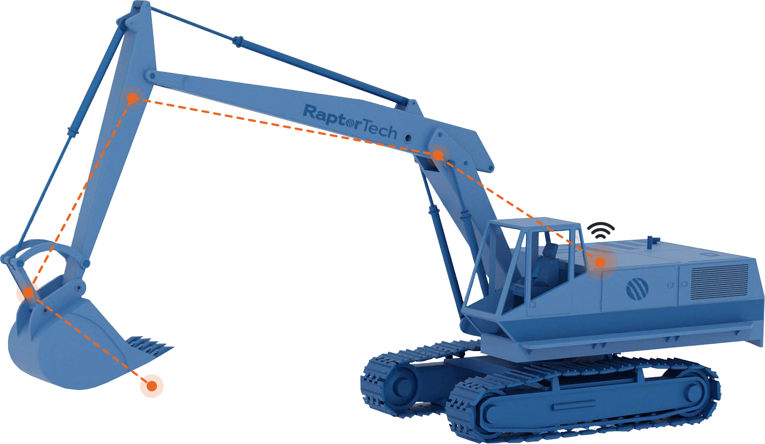 machine controlled excavator isolated